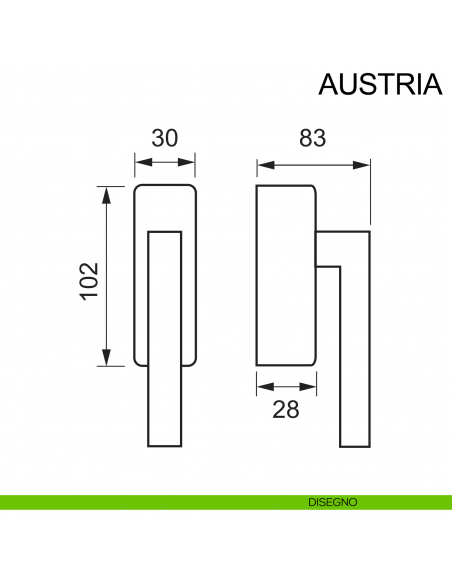 Maniglia per finestra in acciaio con chiave DK Austria Fimet Inox disegno
