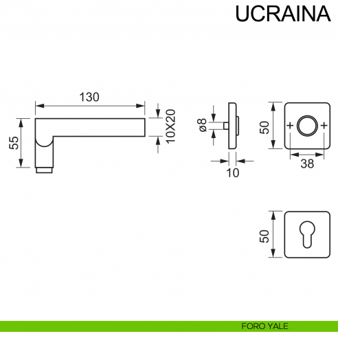 Maniglia in acciaio per porta Ucraina Fimet Inox disegno yale