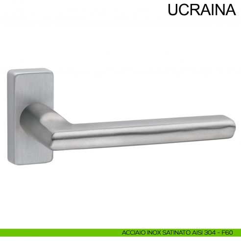 Maniglia in acciaio con rosetta rettangolare per porta Ucraina Fimet Inox acciaio AISI 304