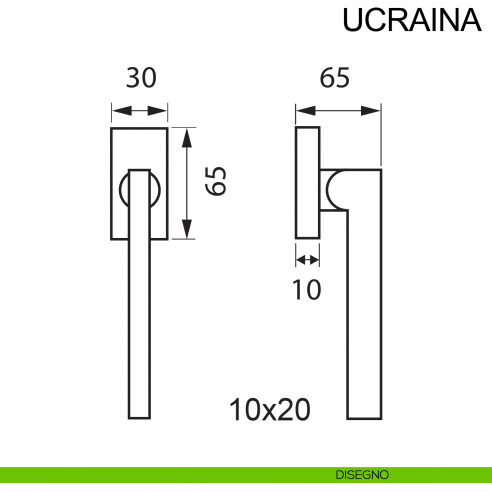 Maniglia in acciaio per finestra DK Ucraina Fimet Inox disegno