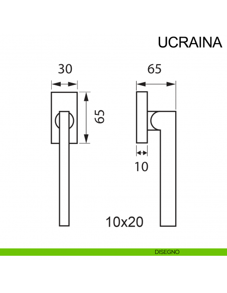 Maniglia in acciaio per finestra DK Ucraina Fimet Inox disegno