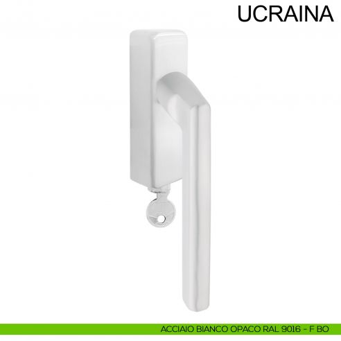 Maniglia con chiave per finestra in acciaio DK Ucraina Fimet Inox bianco opaco RAL 9016