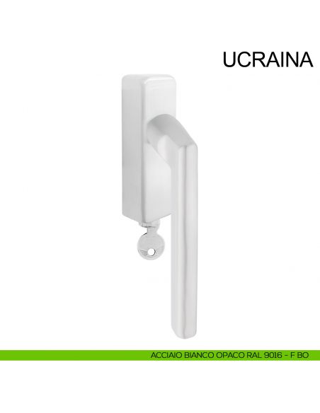 Maniglia con chiave per finestra in acciaio DK Ucraina Fimet Inox bianco opaco RAL 9016