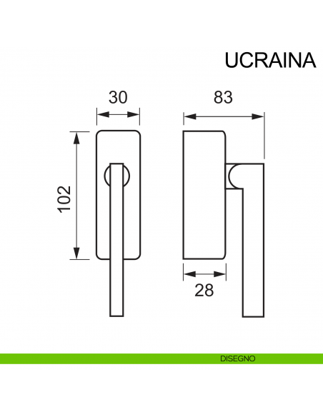 Maniglia con chiave per finestra in acciaio DK Ucraina Fimet Inox disegno