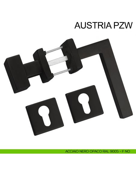Maniglia in acciaio e pomolo fisso foro yale Austria PZW Fimet Inox nero opaco RAL 9005