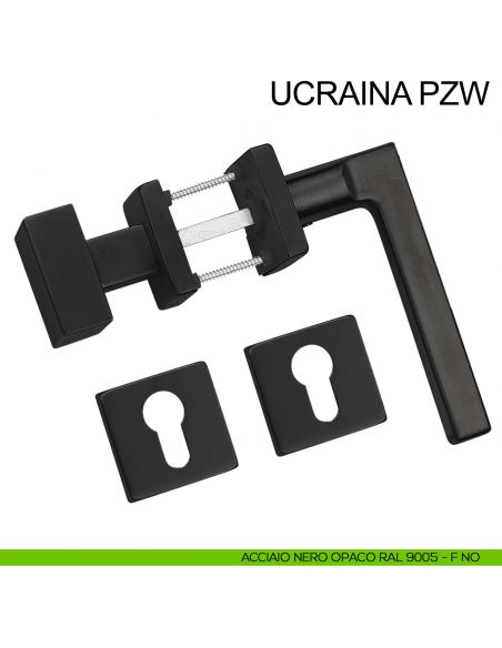 Maniglia in acciaio e pomolo fisso foro yale Ucraina PZW Fimet Inox nero opaco RAL 9005
