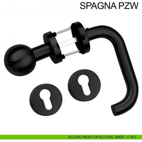 Maniglia in acciaio e pomolo fisso foro yale Spagna PZW Fimet Inox nero opaco RAL 9005