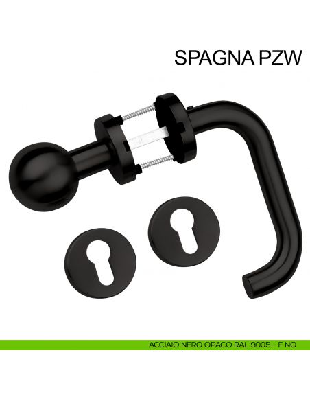 Maniglia in acciaio e pomolo fisso foro yale Spagna PZW Fimet Inox nero opaco RAL 9005