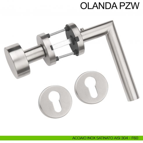 Maniglia in acciaio e pomolo fisso foro yale Olanda PZW Fimet Inox acciaio AISI 304