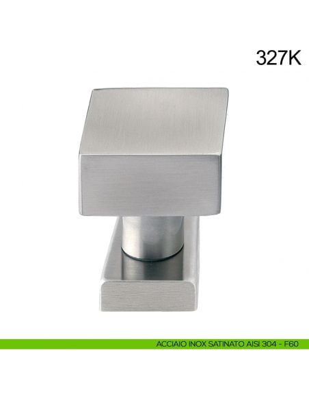 Pomolo fisso quadrato in acciaio per porta 327K Fimet Inox rosetta rettangolare acciaio AISI 304
