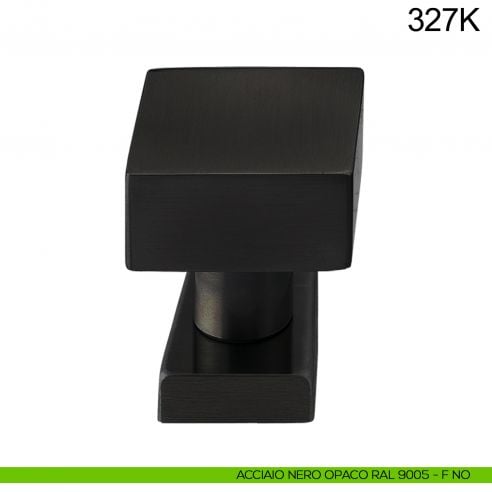 Pomolo fisso quadrato in acciaio per porta 327K Fimet Inox rosetta rettangolare nero opaco RAL 9005