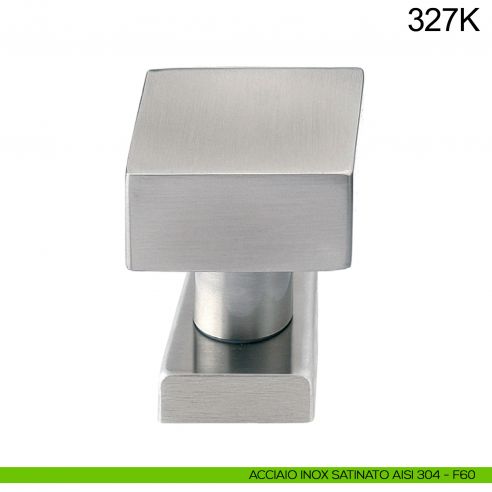 Pomolo girevole in acciaio per porta 327K Fimet Inox con rosetta rettangolare acciaio AISI 304