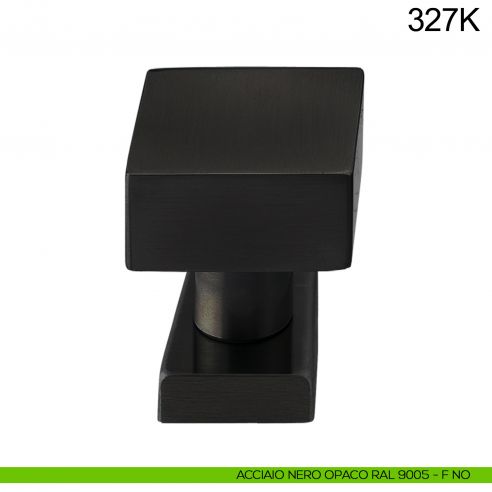 Pomolo girevole in acciaio per porta 327K Fimet Inox con rosetta rettangolare nero opaco RAL 9005
