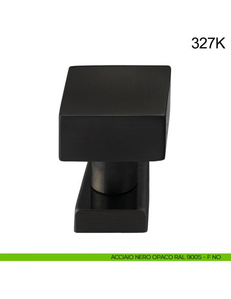 Pomolo girevole in acciaio per porta 327K Fimet Inox con rosetta rettangolare nero opaco RAL 9005