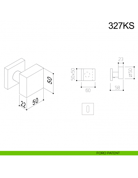 Pomolo girevole spostato in acciaio per porta 327KS Fimet Inox foro patent