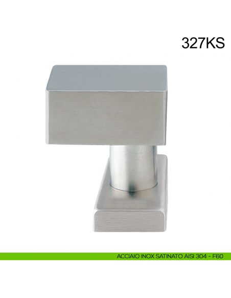 Pomolo girevole zancato in acciaio per porta 327KS Fimet Inox rosetta rettangolare acciaio inox AISI 304