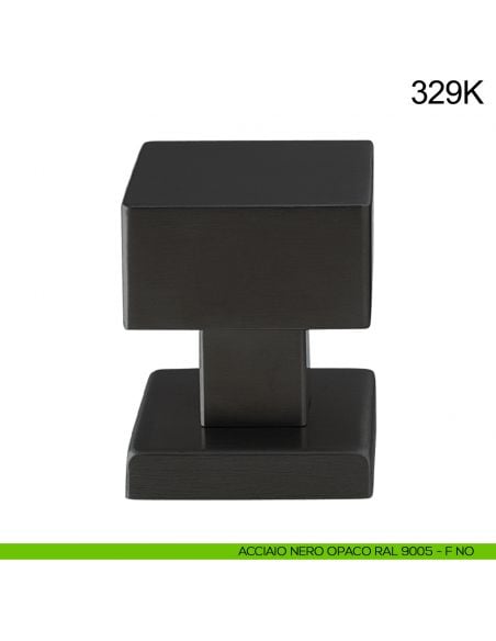 Pomolo quadrato girevole in acciaio per porta 329K Fimet Inox nero opaco RAL 9005