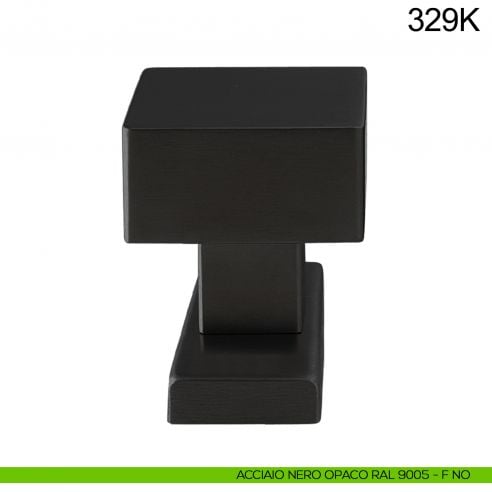 Pomolo quadrato fisso per porta 329K Fimet Inox con rosetta rettangolare nero opaco RAL 9005