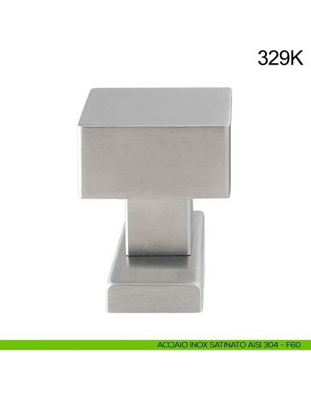 Pomolo girevole in acciaio per porta 329K Fimet Inox con rosetta rettangolare acciaio AISI 304