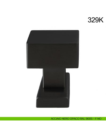 Pomolo girevole in acciaio per porta 329K Fimet Inox con rosetta rettangolare nero opaco RAL 9005