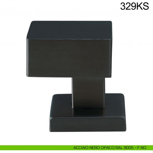 Pomolo zancato fisso 50x50 in acciaio per porta 329KS Fimet Inox nero opaco RAL 9005