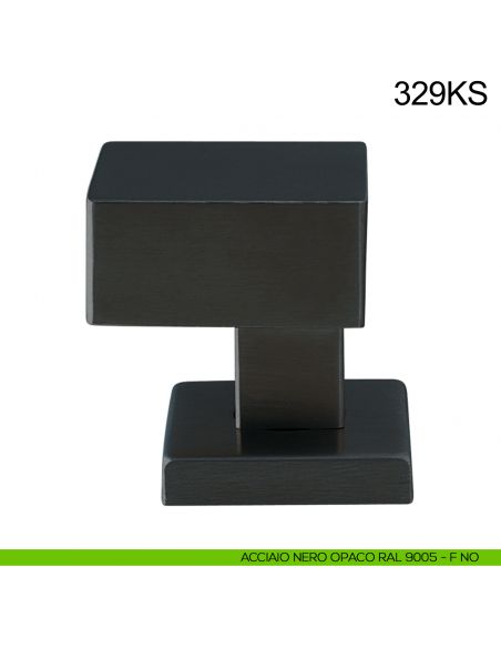 Pomolo zancato fisso 50x50 in acciaio per porta 329KS Fimet Inox nero opaco RAL 9005