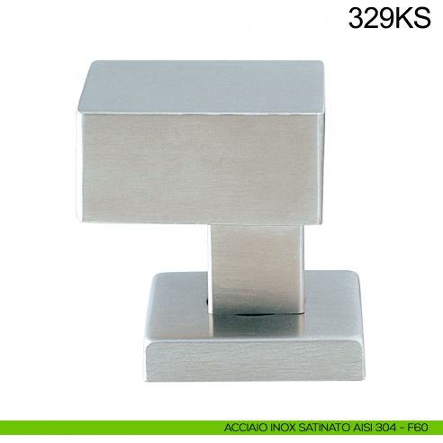 Pomolo in acciaio girevole zancato per porta 329KS Fimet Inox con rosetta rettangolare acciaio AISI 304