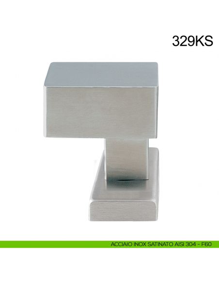 Pomolo in acciaio fisso spostato 50x50 per porta 329KS Fimet Inox rosetta rettangolare