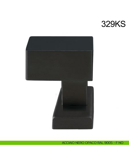 Pomolo in acciaio fisso spostato 50x50 per porta 329KS Fimet Inox rosetta rettangolare nero opaco RAL 9005