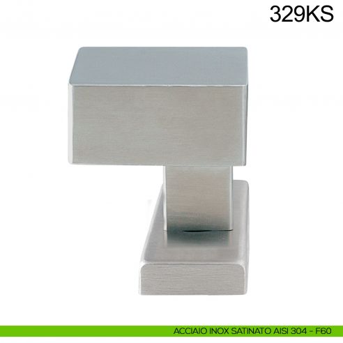 Pomolo girevole spostato in acciaio per porta 329KS Fimet Inox con rosetta rettangolare acciaio AISI 304