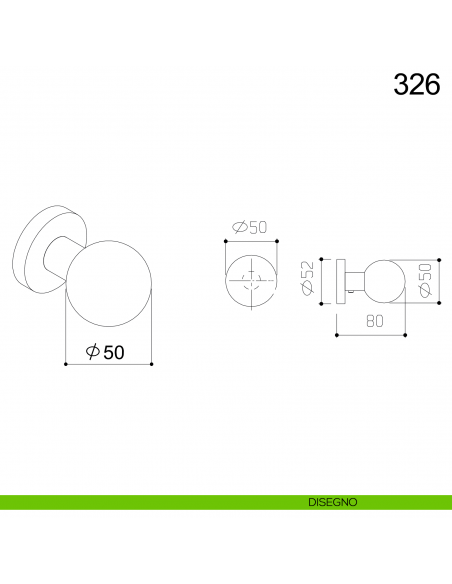 Pomolo fisso tondo in acciaio per porta diametro 50 mm 326 Fimet Inox disegno