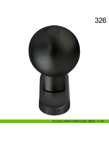 Pomolo fisso tondo in acciaio per porta diametro 50 mm 326 Fimet Inox con rosetta ovale nero opaco RAL 9005