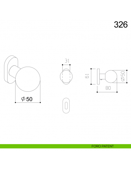 Pomolo girevole tondo in acciaio per porta 326 diametro 50 mm Fimet Inox con rosetta ovale