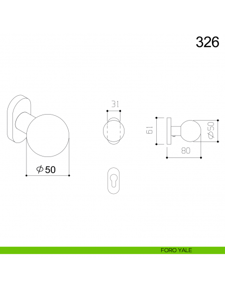 Pomolo girevole tondo in acciaio per porta 326 diametro 50 mm Fimet Inox con rosetta ovale