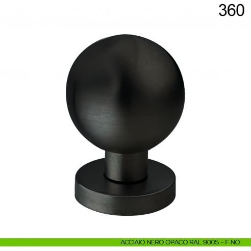 Pomolo sfera fisso in acciaio per porta diametro 60 mm 360 Fimet Inox nero opaco RAL 9005