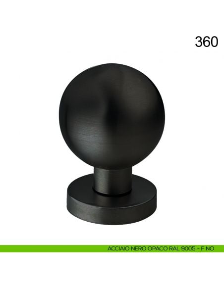 Pomolo sfera fisso in acciaio per porta diametro 60 mm 360 Fimet Inox nero opaco RAL 9005