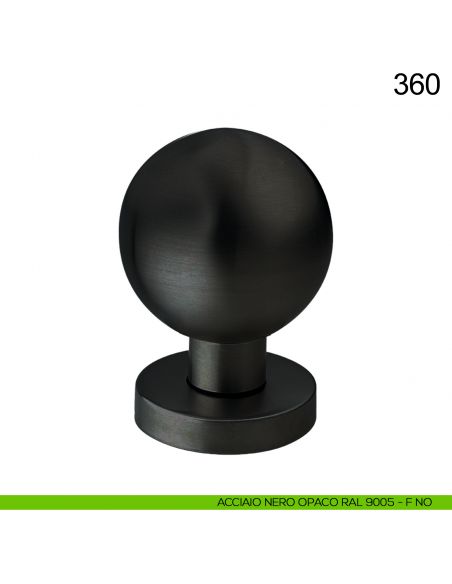 Pomolo sfera girevole in acciaio per porta diametro 60 mm 360 Fimet Inox nero opaco RAL 9005