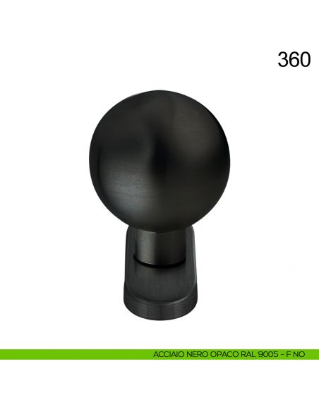 Pomolo fisso sfera in acciaio per porta diametro 60 mm 360 Fimet Inox nero opaco RAL 9005
