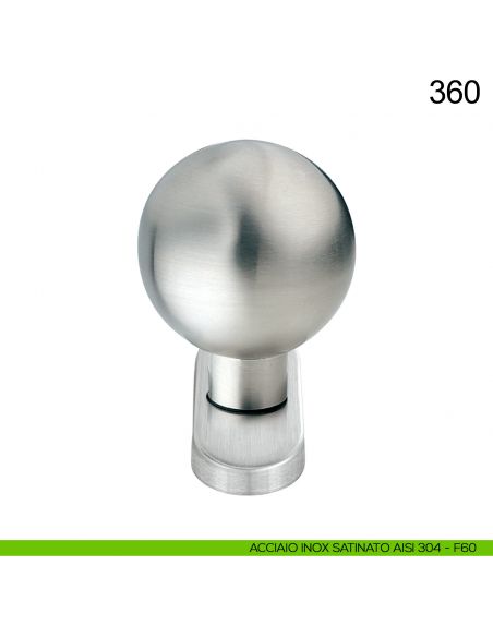 Pomolo sfera girevole in acciaio per porta diametro 60 mm 360 Fimet Inox con rosetta ovale acciaio AISI 304