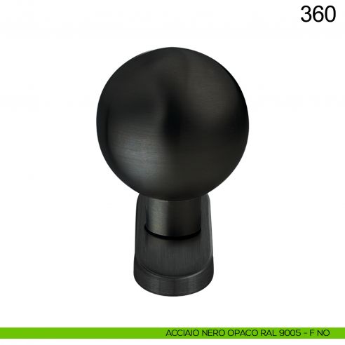 Pomolo sfera girevole in acciaio per porta diametro 60 mm 360 Fimet Inox con rosetta ovale nero opaco RAL 9005