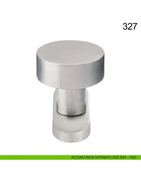 Pomolo tondo piano fisso in acciaio per porta 327 Fimet Inox con rosetta ovale acciaio AISI 304