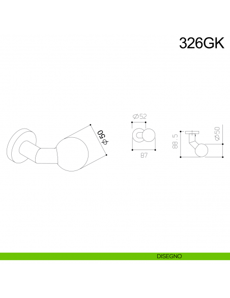 Pomolo sfera spostato fisso in acciaio per porta 326GK Fimet Inox disegno