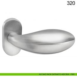 Pomolo spostato fisso in acciaio per porta 320 Fimet Inox con rosetta ovale 2