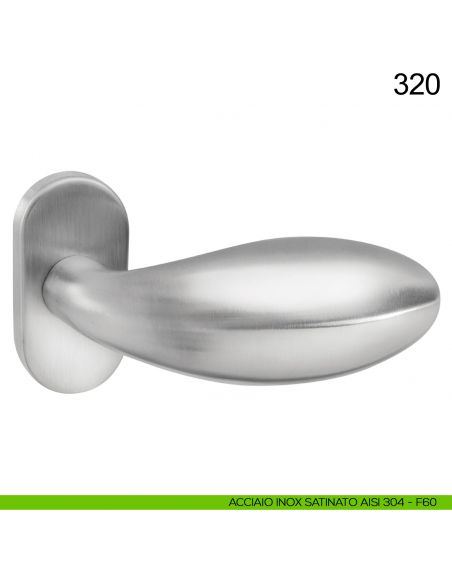 Pomolo spostato fisso in acciaio per porta 320 Fimet Inox con rosetta ovale acciaio AISI 304