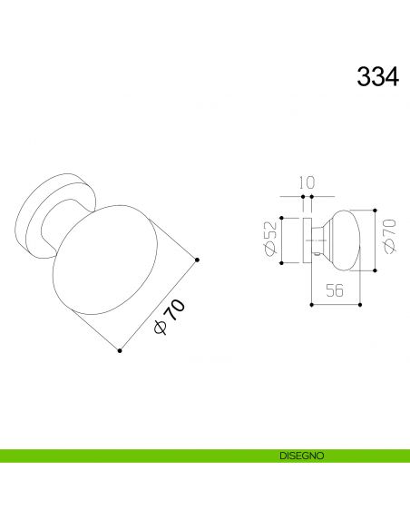 Pomolo in acciaio fisso tondo per porta 334 Fimet Inox disegno