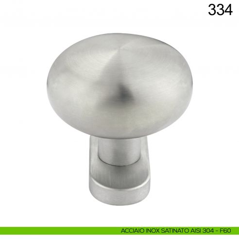 Pomolo fisso tondo in acciaio per porta 334 Fimet Inox con rosetta ovale acciaio AISI 304