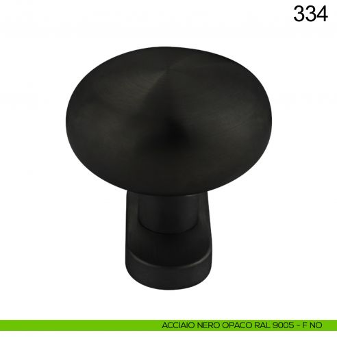 Pomolo fisso tondo in acciaio per porta 334 Fimet Inox con rosetta ovale nero opaco RAL 9005