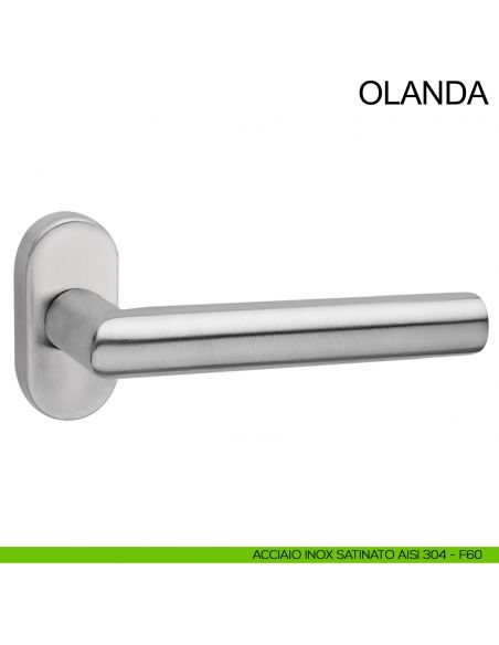 Maniglia in acciaio ribassata per porta Olanda Fimet Inox con rosetta ovale acciaio AISI 304