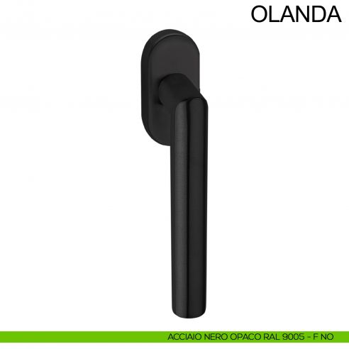 Maniglia per finestra ribassata in acciaio DK Olanda Fimet Inox nero opaco RAL 9005