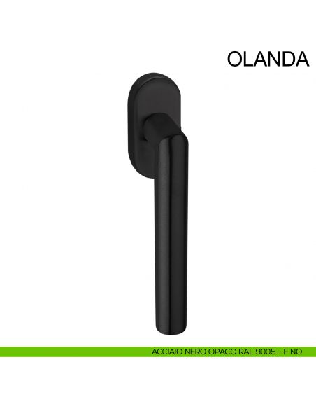 Maniglia per finestra ribassata in acciaio DK Olanda Fimet Inox nero opaco RAL 9005